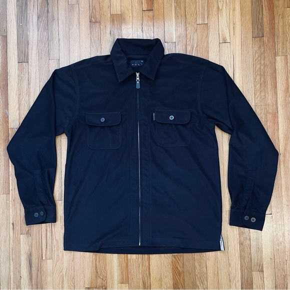 Hues Zip Up Jacket Men’s Size XL Black 2 Front Pocket Details on Chest - Picture 1 of 9